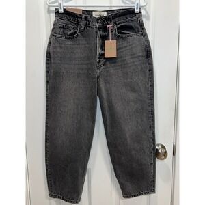 Boden High Rise Tapered Leg Washed Black Denim Jeans W28